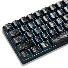 Black Shine Through Cherry Profile Keycaps Set Forged Carbon Side Print ANSI picture