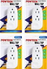 4 Pack Outlet Splitter 3 Way Wall Tap Grounded Plug 125V 15A White picture