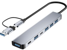 【Upgrade】 USB C/USB Hub, Aluminum 7 in 1 USB C & USB Hub with USB 3.0, USB 2.... picture