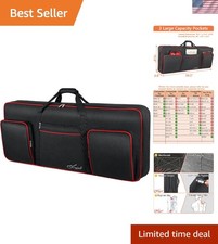 Portable 61 Key Keyboard Case, Waterproof with Padded Carrying Straps, Black+Red picture