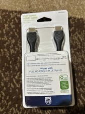 PHILIPS HIGH-SPEED 4-FOOT HDMI CABLE/WITH ETHERNET/WORKS w-HD 1080P & 4K UHD/NEW picture