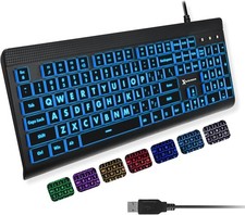 X9 Large Print Backlit Keyboard Big Letters LED USB Wired PC Laptop picture
