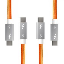 2 Pack Short Usbc Cable for Thunderbolt 5 0.8Ft(0.25M) 2Pack, Orange picture