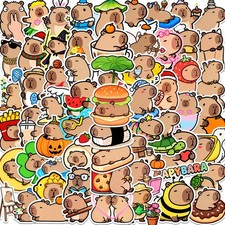 60PCS Capybara Stickers Cute Vinyl for Water Bottle Laptop Glossy  picture