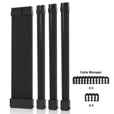 PSU Cable Extension Kit Black PC Power Supply Extend Mod 18AWG with 24 Pin ATX picture