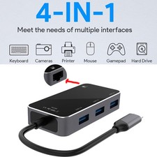 4-In-1 USB-C Adapter Hub with Gigabit RJ45 Ethernet and USB 3.0 for Laptop PC picture