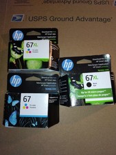 HP 67xl  2 Color Cartridges One Black Cartridge Brand New Sealed Box Lot  picture