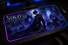 🔥 Solo Leveling XXL RGB Gaming Mouse Pad - Sung Jinwoo & Shadow Monarch 🖱️ picture