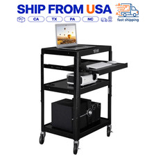 Mobile AV Cart Rolling Laptop Projector Stand 3 Tier with Keyboard Shelf Black picture
