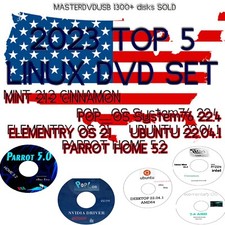 TOP 5 LINUX DISTOS 5 DVD SET 2023  MINT21.2, UBUNTU 22.04.1, POP_OS 22.04 USA picture