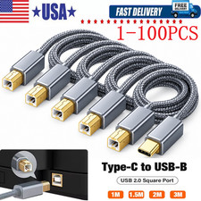 USB-C to USB-B 2.0 Cable For Nylon Epson HP Canon Brother Printer Scanner Lot picture