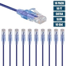 10x 10FT CAT6A RJ45 Ethernet LAN Network Patch Cable Slim Cord Router Purple picture
