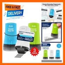 Identity Theft Protection Stamp Set, 3-Pack Mail Privacy Rollers, 0.5 Inch picture