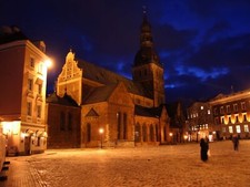 Landscape town lights architecture church riga cathedral Custom Gaming Mat Desk picture