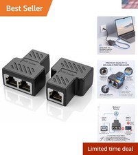 Gold-Plated RJ45 Ethernet Splitter: Extend Your Network with Two Ports Easily picture