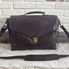Coach Crosby Box Grain Textured Leather Flap Brief 70961 Brass/Brown- Clean- VGC picture