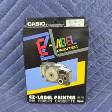 New Casio E-Z-Label Printer 18MM Black Ink Silver Tape 2-Pack IR-18 picture