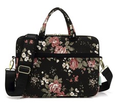 Black Rose Water Resistant Laptop Shoulder Messenger Bag Fits 15/15.6 Inch PC picture