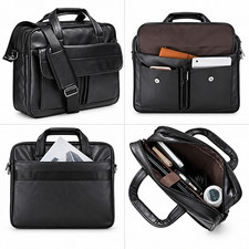 Men's Business Laptop Bag 15.6 17.3 in PU Leather Briefcase Messenger Travel picture