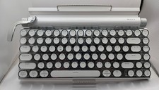 7KEYS Retro Typewriter Mechanical Bluetooth Keyboard - White & Chrome - USB-C picture