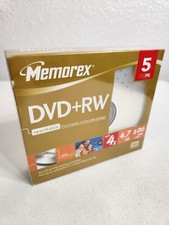 Memorex DVD + RW 5 Pack 4.7 GB 120 MIN SEALED Brand New FAST SHIP picture