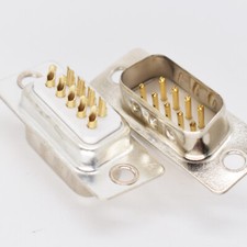 10pcs Gold Pin 9pin D-Sub Male Socket Solder Chassis Connector RS232 Serial DB9 picture
