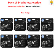 Pack of 8 HP 67 Black Original Ink Cartridge, ~120 pages, 3YM56AN- LIMITED OFFER picture
