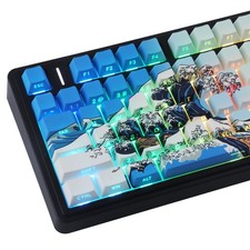 131 PCS PBT Keycaps Side Print Wave Of Kanagawa Light Sky Blue Cherry Profile picture