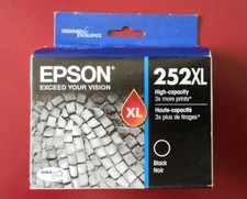 04-2019 NIB GENUINE Epson 252XL Black Ink Cartridge WF 3620 3640 7110 7610 7620 picture