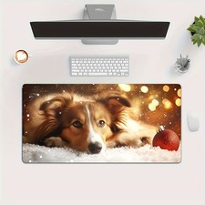 1pc Large Gaming Mouse Pad with Collie Dog Radiant Glow Design, Non-Slip Rubbe picture