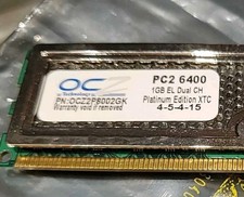 1 GB OCZ Platinum Edition XTC PC2-6400 DDR2, 1GB EL Dual CH Tested OCZ2P8002GK picture