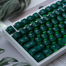 Frosted Translucent Clear Keycaps Set, Green Crystal 115 Key, Cherry Profile, Sh picture