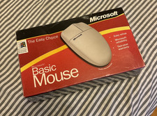 Vintage MICROSOFT Basic Mouse 1.0 PS/2 Windows 98 2000 Computer Wired New Sealed picture