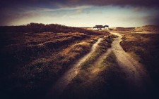 Landscape nature dirt road house field plains Custom Gaming Mat Desk picture