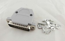 10pcs DB25 Male 25 Pin 2 Rows D-Sub Connector Grey Plastic Hood Cover Backshell picture