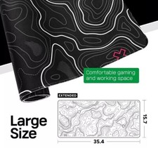 Black Topographic Map Large Mouse Pad XL Contour Geographic Extended Large picture