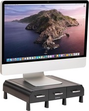 Monitor Stand, Laptop Riser, Desktop Organizer, Storage Drawer, Office, Plastic, picture