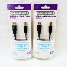 (2) Infinitive Computer USB-A to USB-B Cable USB 2.0 6ft picture