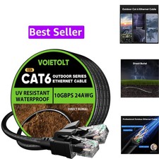 Cat 6 Outdoor Ethernet Cable 300 ft, 24AWG 10Gbps Cable Cord Waterproof Direc... picture