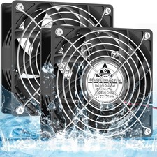 120mm Waterproof Cooling Fan 12V DC, High Speed Dual Ball Bearing, 2 Pack for PC picture