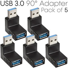 5 Pack USB 3.0 Coupler Adapter Gender Changer Righ Angle USB Adapter 90 Degree picture