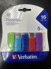Verbatim PinStripe 16GB USB 2.0 Flash Drive Multicolor 5 Pack Windows Mac OS picture