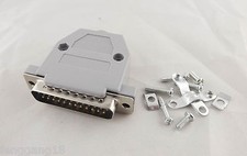 10pcs DB25 Male 25 Pin 2 Rows D-Sub Connector Grey Plastic Hood Cover Backshell picture
