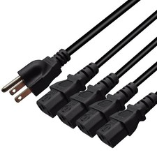 3 FT Computer Power Y Splitter Cord NEMA 515P To 4X C13 4 Monitors Cable picture