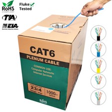 BNCables Cat6 Plenum 550 Mhz 23 AWG Solid 1000ft 10Gigabit UTP Cable in 9 Colors picture