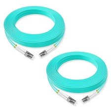Lebrudos 2Pcs 15 Meter Multi-Mode Fiber Optic Patch Cord LC UPC to LC UPC Dup... picture