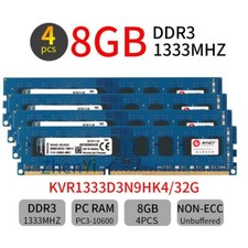 Kingston 32GB Kit 4x 8GB DDR3 1333MHz PC3-10600U 240Pin Desktop PC Memory SDRAM picture