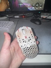 Finalmouse Wireless Optical Gaming Mouse White Red Honeycomb 5 Buttons picture