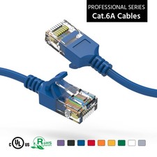 20 Pack of 30Ft CAT6A UTP Slim Ethernet Network Booted Cable 28AWG Blue picture
