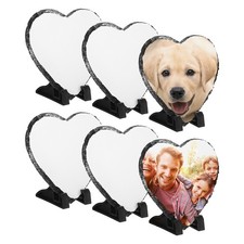 Sublimation Slate Blanks, 6 Pcs Heart Stone Sublimation Photo Frame, 6 x 6